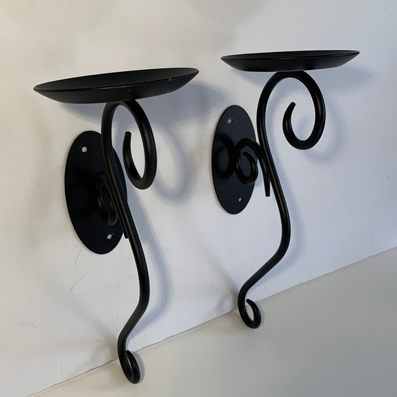 PartyLite Accents Partylite Black Wrought Iron Wall Candle Holder